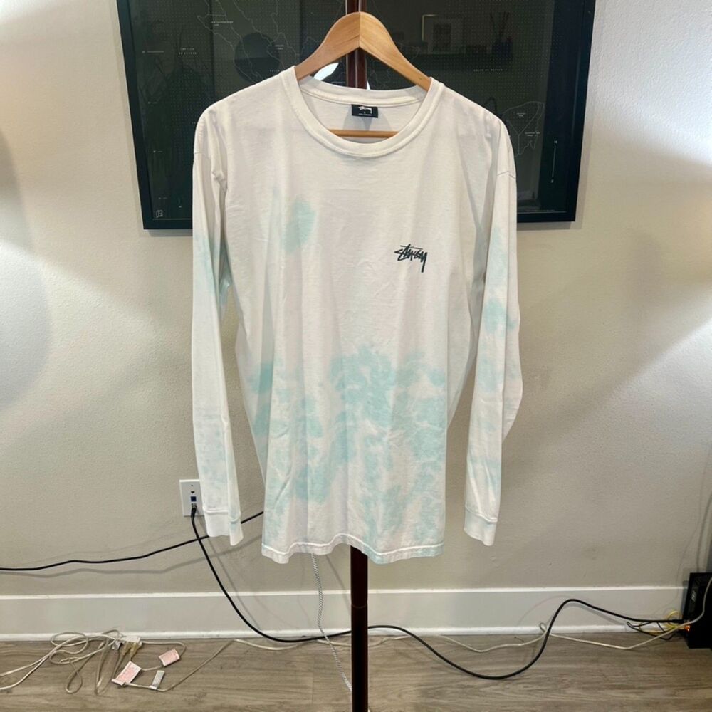 Stussy - Long Sleeve Tie Dye Tee - White, Blue